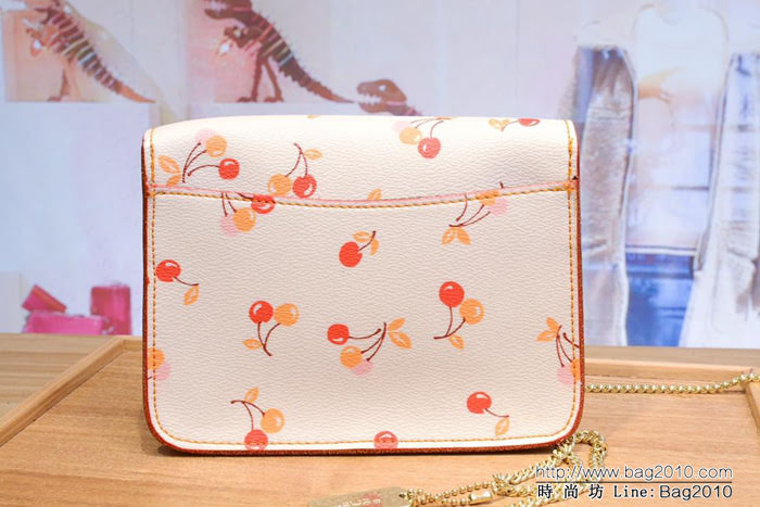 COACH蔻馳 31386新款 女士櫻桃 Bowery鏈條小方塊挎包 單肩包  Chz1580